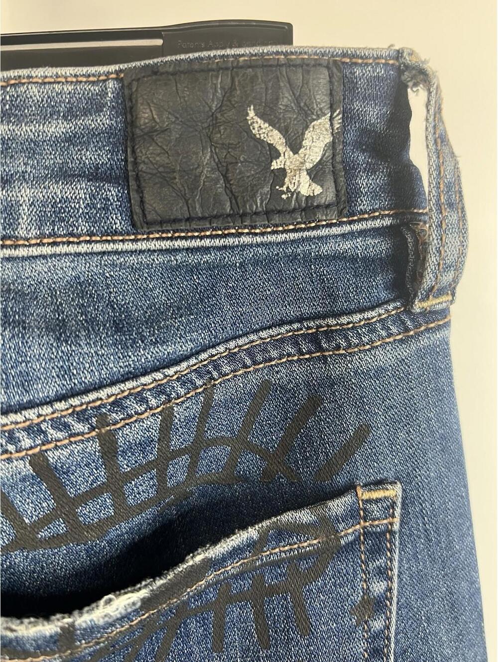 American Eagle 1810-6496 High Rise Distressed Graffiti Punk Y2K Jeggings Size 6 - Picture 11 of 15